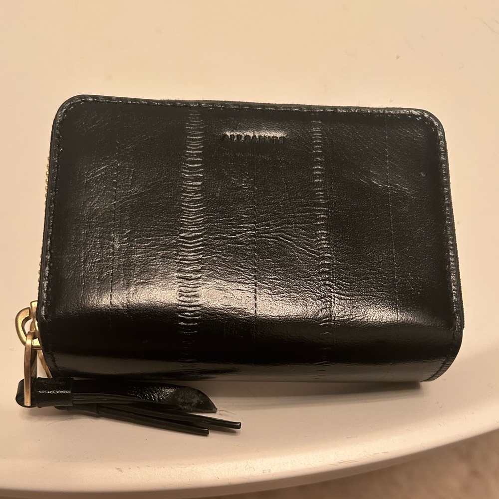 Super cute and chic black leather All Saints wallet